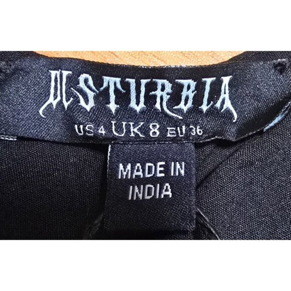 Disturbia Blythe Handkerchief Maxi Dress Black US 4 UK 8 Goth Witchy Whimsigoth - Picture 4 of 16